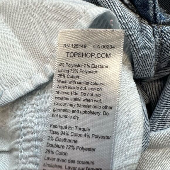 TopShop Women's Jamie Distressed Raw Hem Skinny Blue Denim Jeans 26 W26 L30 Zip - Picture 8 of 12
